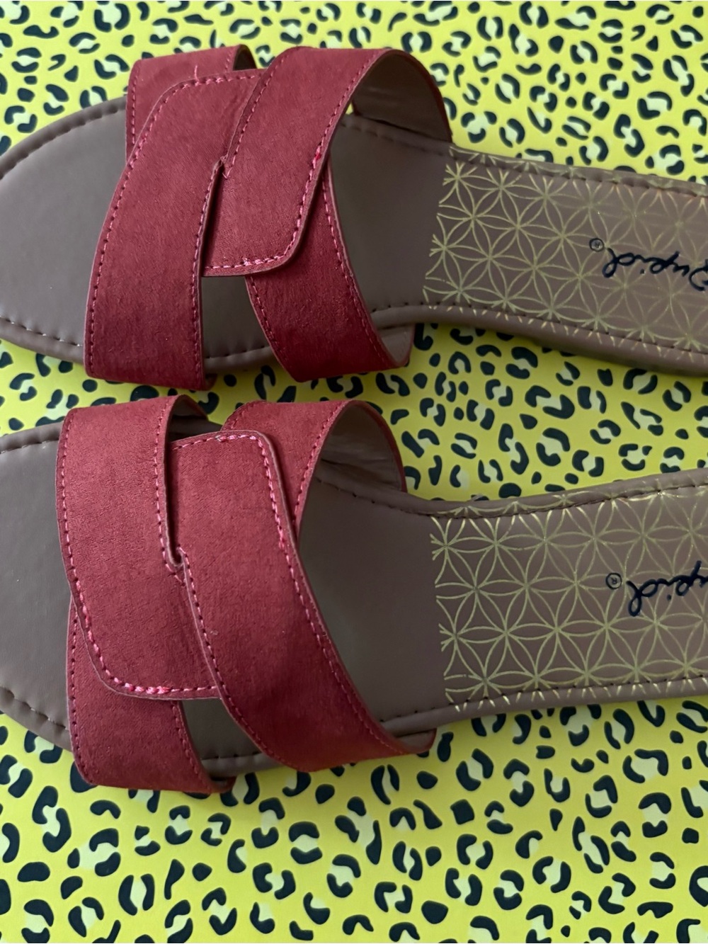 Qupid Brick Red Sandals 7 New
